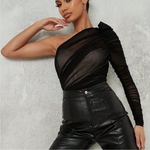 Tall Mocha Mesh Overlay Corset Top